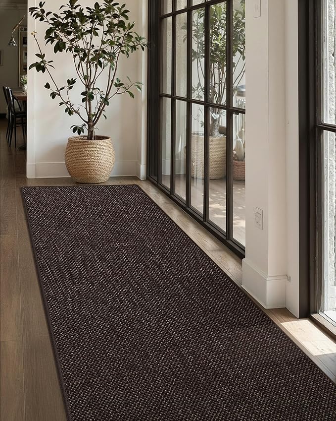 Color&Geometry Door Mat 3'x8' Runner Rug with Rubber Backing, Non Slip Washable Hallway Rug, Carpet Runners for Hallway Living Room Bedroom, Brown (Rolled-up NO Creases)