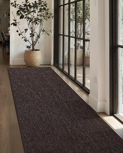 Color&Geometry Door Mat 3'x8' Runner Rug with Rubber Backing, Non Slip Washable Hallway Rug, Carpet Runners for Hallway Living Room Bedroom, Brown (Rolled-up NO Creases)
