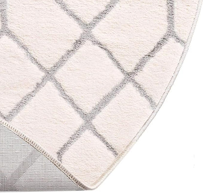 Unique Loom Marilyn Monroe Glam Collection Area Rug - Trellis (5' 3" Round, White Silver/ Silver)