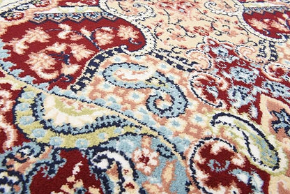 Unique Loom Narenj Collection Classic Traditional Medallion Textured Design Area Rug, 3 x 13 ft, Burgundy/Tan