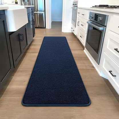 Runner Rug for Hallway, 2x8 Feet Non-Slip Washable Navy Blue Long Area Rug Runners for Hallways Bedroom, Soft Modern Comfy Memory Foam Runner Rugs Indoor Carpet for Kitchen Entrance Living Room