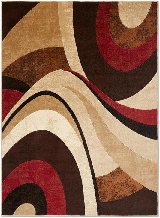 Home Dynamix Tribeca Slade Modern Area Rug, Abstract Brown/Red 18.9"x31.5"