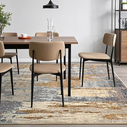 Toneed Abstract Area Rug Modern Washable Rug Soft Non Slip Rug Low Pile for Bedroom Living Room Dining Room Camel 6x9 Feet