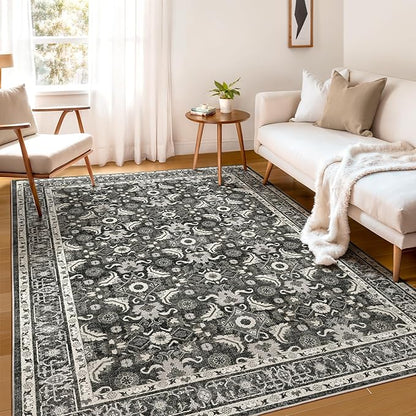 WITSHOCK Living Room Area Rugs 5x7: Soft Non-Slip Backing Washable Rugs Vintage Large Carpet for Bedroom Office Dining Room Kitchen Stain Resistant Home Decor Rug