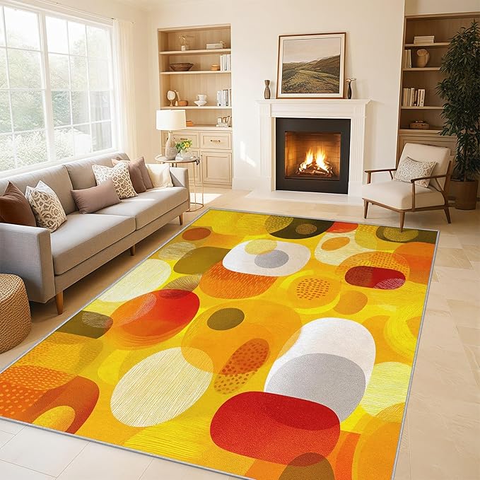 Abstract Geometry Rugs for Entryway, 2x3 ft, Mid Century Modern Area Rugs for Bedroom Kitchen Entrance, Soft Non Slip Washable 70s 80s Geometric Indoor Door Mat Home Decorations Dt-Ghf-19