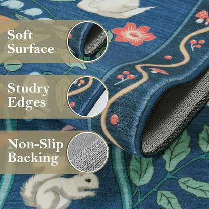 Collive 2x3 Washable Entryway Rug, Jungle Animal Kitchen Rugs Non Slip Small Door Mats Indoor Entrance, Soft Low Pile Entry Rug Stain Resistant Throw Carpet for Bathroom Bedroom, Entrance, Blue