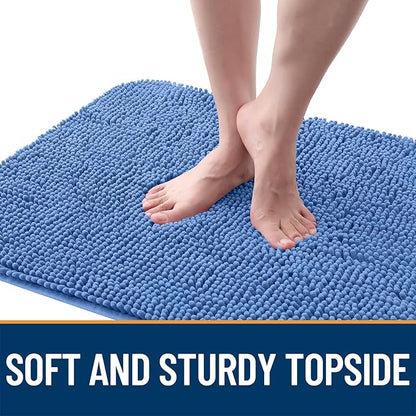 OLANLY Dog Door Mat for Muddy Paws 30x20, Absorbs Moisture and Dirt, Absorbent Non-Slip Washable Doormat, Quick Dry Chenille Mud Mat, Entry Indoor Entryway Carpet for Inside Floor, Cornflower Blue