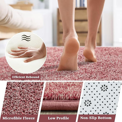 HQAYW 6x9 Large Area Rugs for Living Room Bedroom, Modern Thickened Memory Foam Soft Rug, Low Pile Minimalist Washable Non Slip Carpets for Kids Girls Boys Nursery Dorm Home Decor, Dark Red