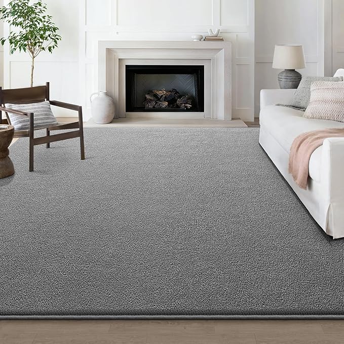 Large Modern Area Rugs for Living Room Bedroom, 5x8 Feet Grey Ultra Soft Solid Thickened Memory Foam Indoor Minimalist Carpets, Non-Slip Comfy Rugs for Boys Girls Nursery Kids Room Home Décor
