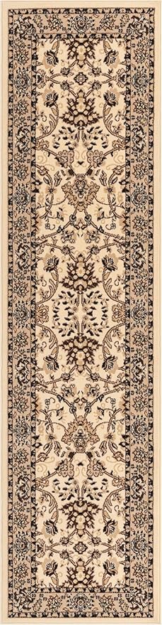 Unique Loom Sialk Hill Collection Area Rug - Washington (2' 7" x 10' Runner Ivory/Black)
