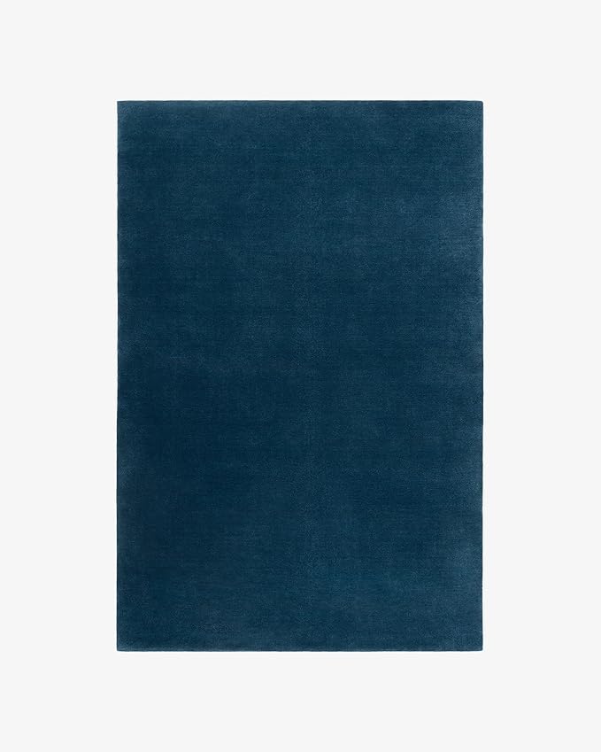 Hand-Tufted Wool Round Area Rug – Soft Premium Wool Carpet for Living Room, Bedroom & Home Décor – 8X8 ft| Deep Blue – Durable, Non-Slip Backing, Handcrafted Rug