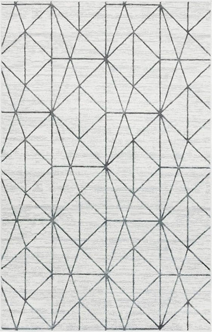 Rugs.com Lattice Trellis Collection Rug – 5' x 8' White Low-Pile Rug Perfect for Living Rooms, Large Dining Rooms, Open Floorplans
