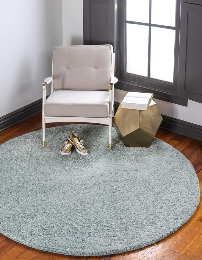Unique Loom Solo Collection Area Rug - Calabasas (6' 1" Round, Light Blue)