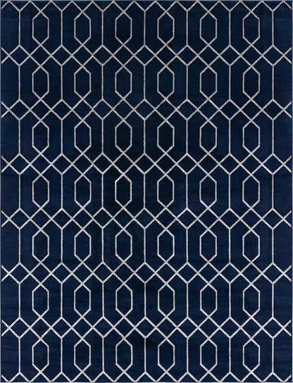 Unique Loom Marilyn Monroe Glam Collection Area Rug - Trellis (10'x 13' Rectangle, Navy Blue Silver/ Silver)