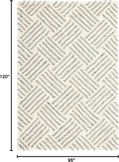 Dash & Albert Layers Grey Hand Hooked Wool Rug, 7.5 X 9.5 Feet, Grey/Ivory Geometric Pattern