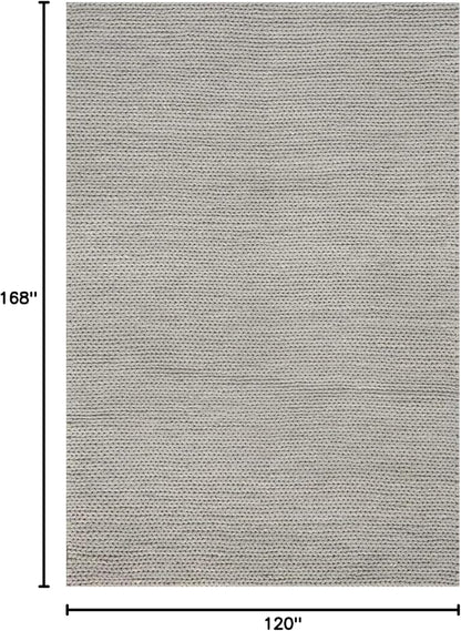 Nuloom Penelope Light Grey/Ivory, 9'6" x 13'6", Hand-Braided, Wool & Cotton, Soft and Textured, High Traffic, Stain Resistant, Easy Clean, Durable Area Rug for Bedroom, Living Room, Dining, Entryway
