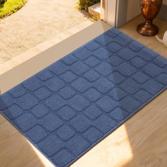 Front Door Mat Outside Entrance, Outdoor Indoor Door Mats for Entryway, Entrance, Entry, Patio, Waterproof Non Slip Doormat, Low-Profile, 20" × 31.5“, Navy Blue