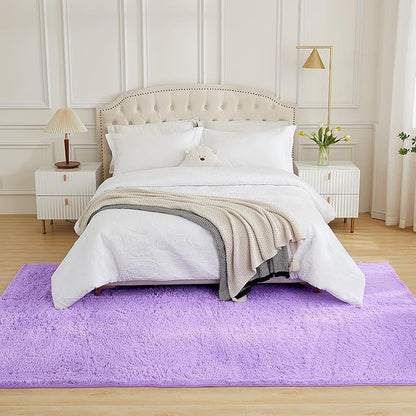 Andency 8x10 Area Rugs for Living Room, Purple Non-Slip Fluffy Soft Large Shag Bedroom Carpet, Big Indoor Thick Nursery Rug for Kids Dorm Home Decor Aesthetic
