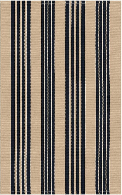 KOZYFLY Striped Front Door Mat 2x3 Ft Brown and Black Cotton Washable Indoor Outdoor Rug Doormats Small Area Rugs for Kitchen Entryway Porch
