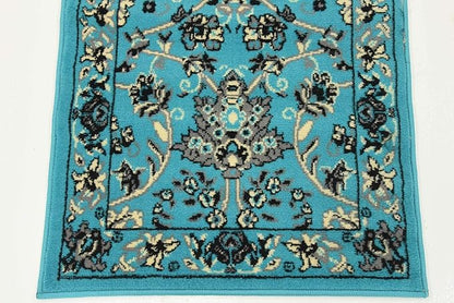 Unique Loom Sialk Hill Collection Area Rug - Washington (2' 2" x 8' 2" Runner Turquoise/Black)