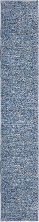 Nourison Home Nourison Essentials Blue Grey 2'2" x 18' Area Rug - Easy Clean, Non Shedding, Bed Room, Living Room, Dining Room, Kitchen (18' Runner)