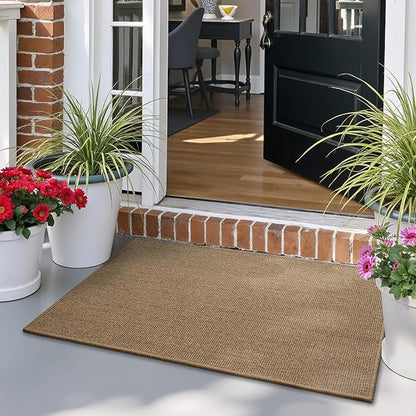 LUMI Handwoven Sisal Door Mat, Non-Slip Durable Entryway Mat, Welcome Front Doormat, Solid Floor Mats for Entrance, 24"x36", Brown Sisal