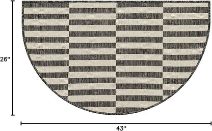 Unique Loom Outdoor Striped Collection Area Rug - Striped (2' 2" x 3' 7" Hearth Charcoal/Ivory)
