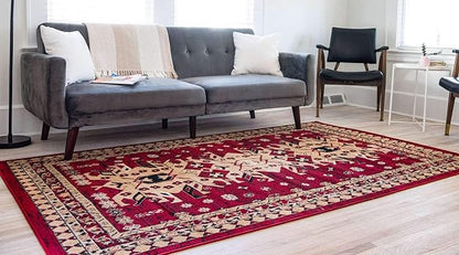 Unique Loom Taftan Collection Border Geometric Tribal Inspired Design Area Rug (2' 2 x 3' 0 Rectangular, Red/ Gold)