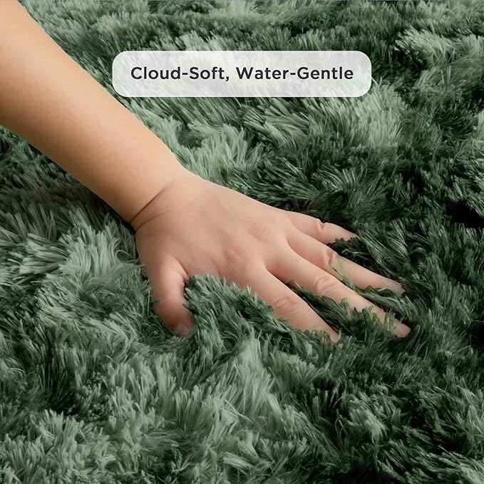 Andency Soft Area Rugs for Living Room Bedroom, 5x8 Fluffy Shaggy Bedside Rug, Non-Slip Large Shag Fuzzy Plush Carpets for Bedroom Kids Dorm Nursery Home Decor Aesthetic, Tie-Dyed Army Green