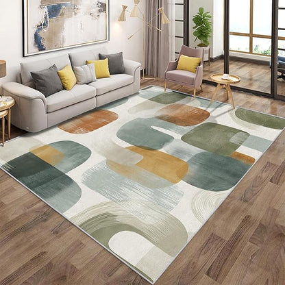 Mid Century Modern Rugs for Home Decor, 5x6 ft, Abstract Geometry Area Rugs for Living Room, Soft Non Slip Washable Boho Geo Geometric Carpet Bedroom Decorations Dt-Ghf-19