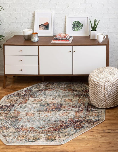 Unique Loom Isabella Collection Area Rug - Adjani (5' 1" Octagon, Ivory/ Beige)