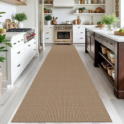 IOHOUZE Washable Exrea Long Hallway Runner Rug 3x14 Non Slip Rubber Backed Kitchen Runner Entryway Runner Indoor, Woven Rugs Floor Carpet for Kitchen Hall Entryway Stair, Orange/Tan/Brown