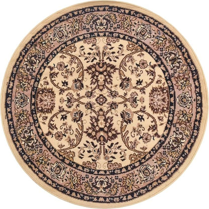 Unique Loom Sialk Hill Collection Area Rug - Washington (4' 1" Round Ivory/Black)