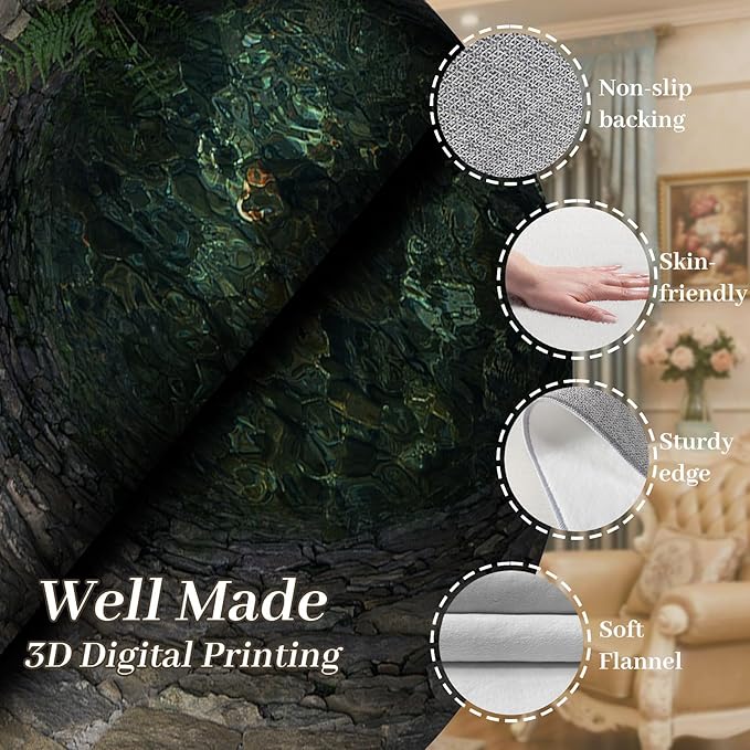3D Hole Area Rug for Bedroom, 6x9ft, Visual Illusion Stone Cave Trap Design Home Decorative Rugs, Breathable Anti Skid Dirty Resistant Washable Soft Large Carpets for Family Indoor