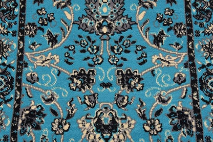 Unique Loom Sialk Hill Collection Area Rug - Washington (2' 11" x 16' 5" Runner Turquoise/Black)