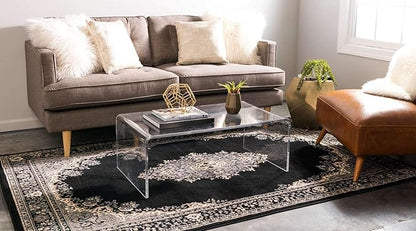 Unique Loom Reza Collection Traditional Persian Style Area Rug, 4 x 6 ft, Black/Beige