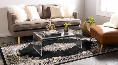 Unique Loom Reza Collection Traditional Persian Style Area Rug, 8 x 10 ft, Black/Beige
