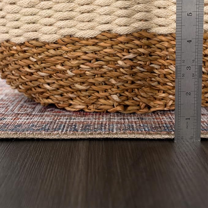 Bloom Rugs Washable Non-Slip 2' x 3' Rug - Brown/Blue/Orange Traditional Oriental Area Rug for Living Room, Bedroom, Dining Room, and Kitchen - Exact Size: 2' x 3'