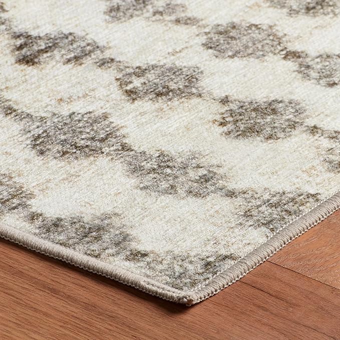 Dash & Albert Izzy Grey Machine Washable Rug, 7.5 X 9.5 Feet, Grey Graphic Pattern - Premium Luxury Hotel Quality Soft Breathable Hypoallergenic Machine Washable Easy Care All Season Comfortable