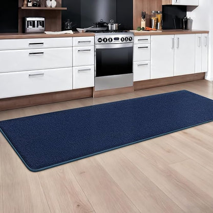 Runner Rug for Hallway, 2x8 Feet Non-Slip Washable Navy Blue Long Area Rug Runners for Hallways Bedroom, Soft Modern Comfy Memory Foam Runner Rugs Indoor Carpet for Kitchen Entrance Living Room