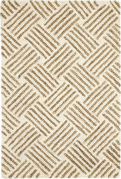Dash & Albert Layers Ochre Hand Hooked Wool Rug, 8.5 X 11.5 Feet, Yellow/Orange Geometric Pattern - Premium Luxury Hotel Quality Soft Breathable Hypoallergenic Machine Washable Easy Care All Season
