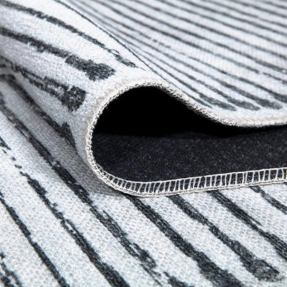 Bloom Rugs Caria Washable Non-Slip 10 ft Runner - Ivory/Black Striped Runner for Entryway, Hallway, Bathroom, and Kitchen - Exact Size: 2'6" x 10'