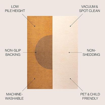 JONATHAN Y Machine Washable Indoor Area Rug 3X5 Brown/Cream/Terracotta, Demie Minimalist Graphic Circle for Living Room, Bedroom, Kitchen, Office, Easy-Cleaning, Pet-Friendly, Non-Shedding WSH114A-3