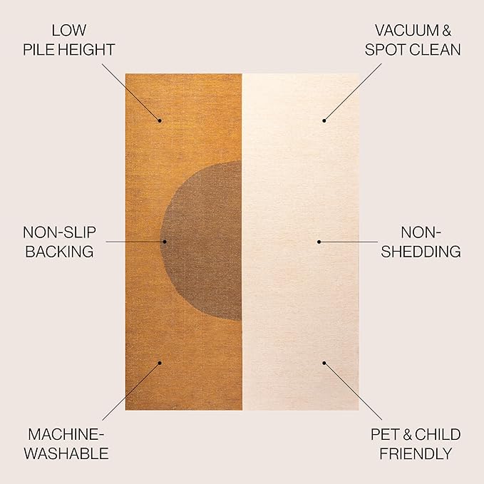 JONATHAN Y Machine Washable Indoor Area Rug 5X8 Brown/Cream/Terracotta, Demie Minimalist Graphic Circle for Living Room, Bedroom, Kitchen, Office, Easy-Cleaning, Pet-Friendly, Non-Shedding WSH114A-5