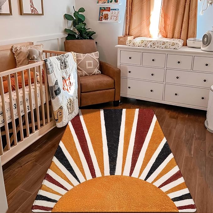 Lahome Boho Area Rug: 3'x5' Washable & Non-Slip Colorful Abstract Rainbow Print for Bedroom, Nursery, Kitchen, Entryway, Bathroom & Office