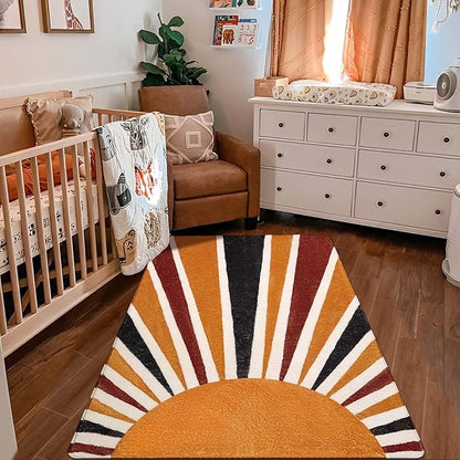 Lahome Boho Area Rug: 3'x5' Washable & Non-Slip Colorful Abstract Rainbow Print for Bedroom, Nursery, Kitchen, Entryway, Bathroom & Office