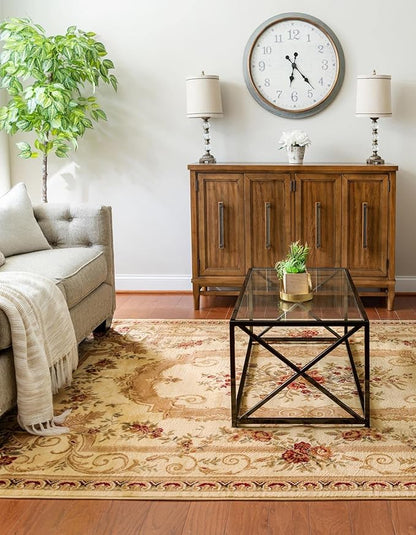 Rugs.com Chateau Collection Rug – 8' x 11' Cream Medium Rug Perfect for Living Rooms, Large Dining Rooms, Open Floorplans