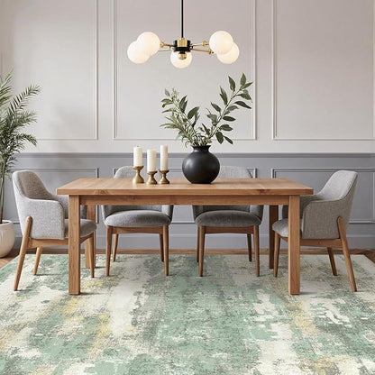 GENIMO Abstract Area Rug 9x12, Washable Large Modern Rug Non Slip, Low Pile Lightweight Soft Carpet for Living Room, Bedroom, Dining Room, Light Green