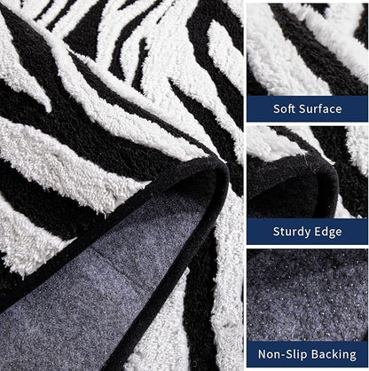 YIHOUSE 6×9 Ft Area Rugs, Black and White Modern Abstract Rug, Washable Plush Soft Zebra Print Carpet, Non-Slip Non-Shedding Rug for Living Room, Bedroom, Dining Room, Home Office Decor