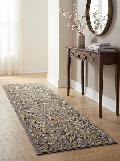 Rugs.com Yasmin Collection Rug – 16 Ft Runner Gray Medium Rug Perfect for Hallways, Entryways